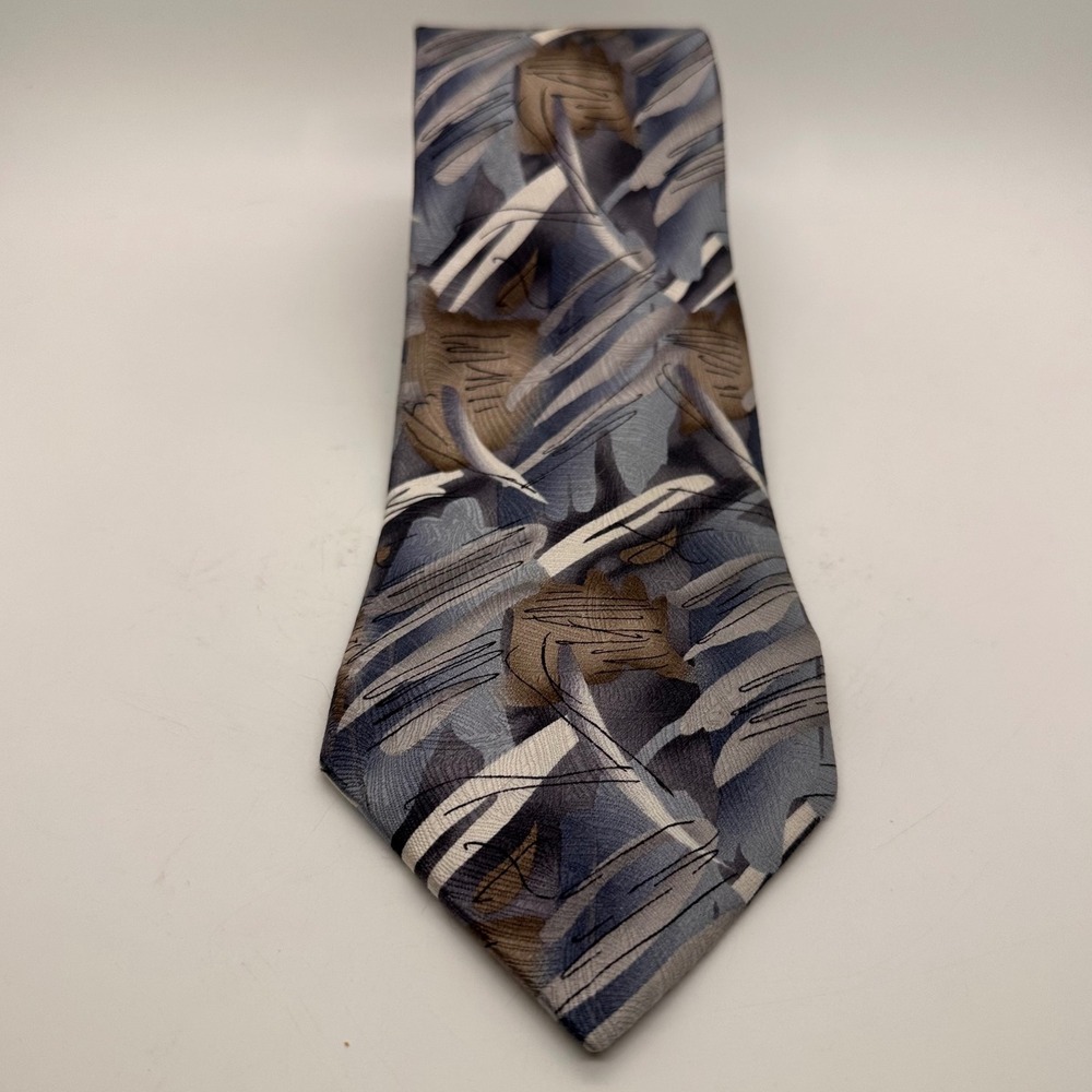 J‎ Garcia Zoot Collection Fifty Four Mens Silk Neck Tie Abstract Blue Brown